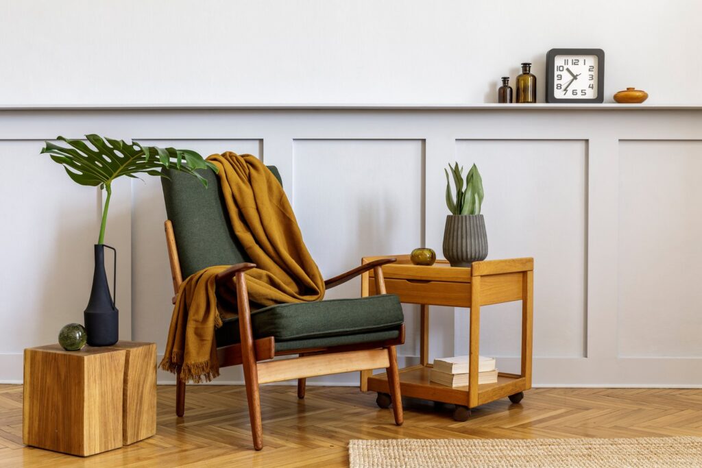interior design autumn colored stylish furniture