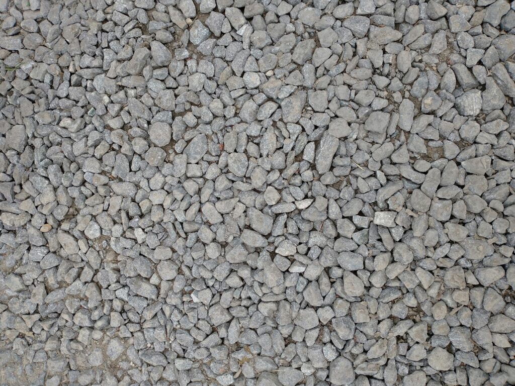 Textured close-up of grey gravel stones providing a natural rocky surface.