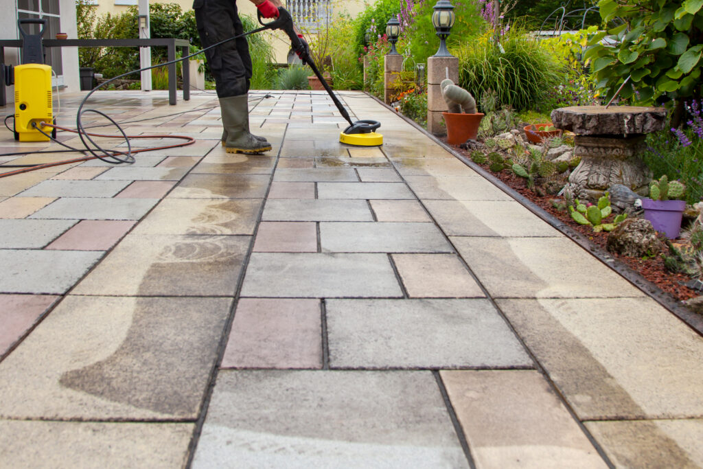close-up of outdoor pavers showing how to prevent paver discoloration with proper sealing