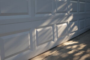 Close-up of a garage door bottom seal or weatherstripping along the floor