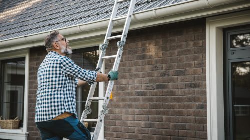 Homeowner inspecting the roof of a home to identify roof problems.