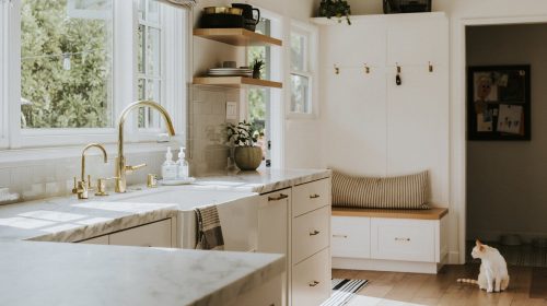 Golden kitchen faucet interior design