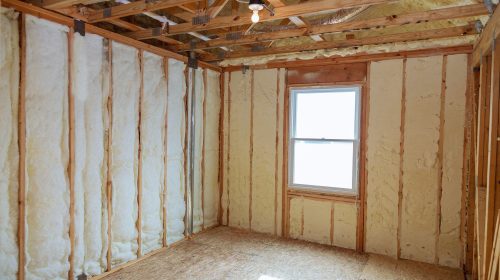 Insulation of attic with fiberglass cold barrier and insulation material thermal insulation attic