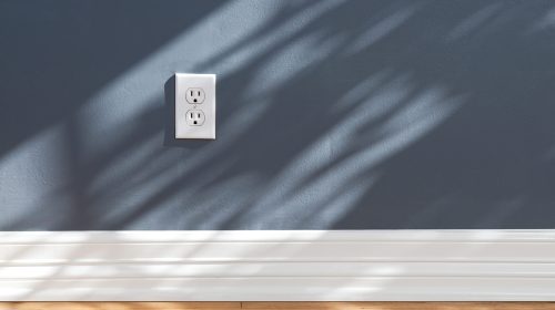 Wall plug in empty room with wood flooring.Take a look at our lightbox's of other related images.