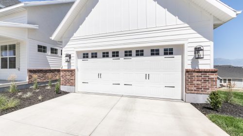 white barn style garage door